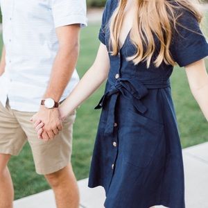 Moon River Linen Button Mini Dress